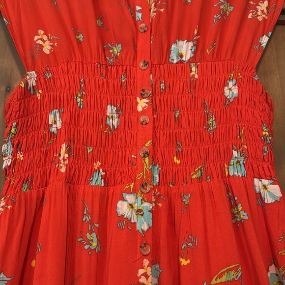 Free People "Greatest Day" Smocked Button-Down Floral Mini Dress Womens XS Boho - Picture 10 of 13